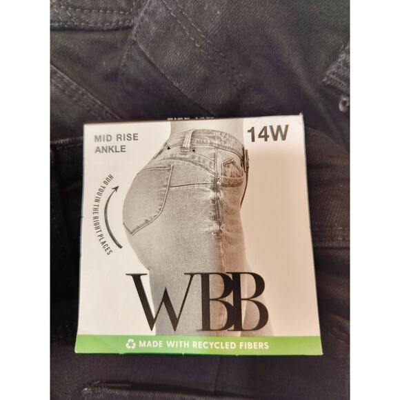 Royalty For Me WBB Black Mid Rise Ankle Jeans 14W Repreve Lycra - Picture 11 of 13